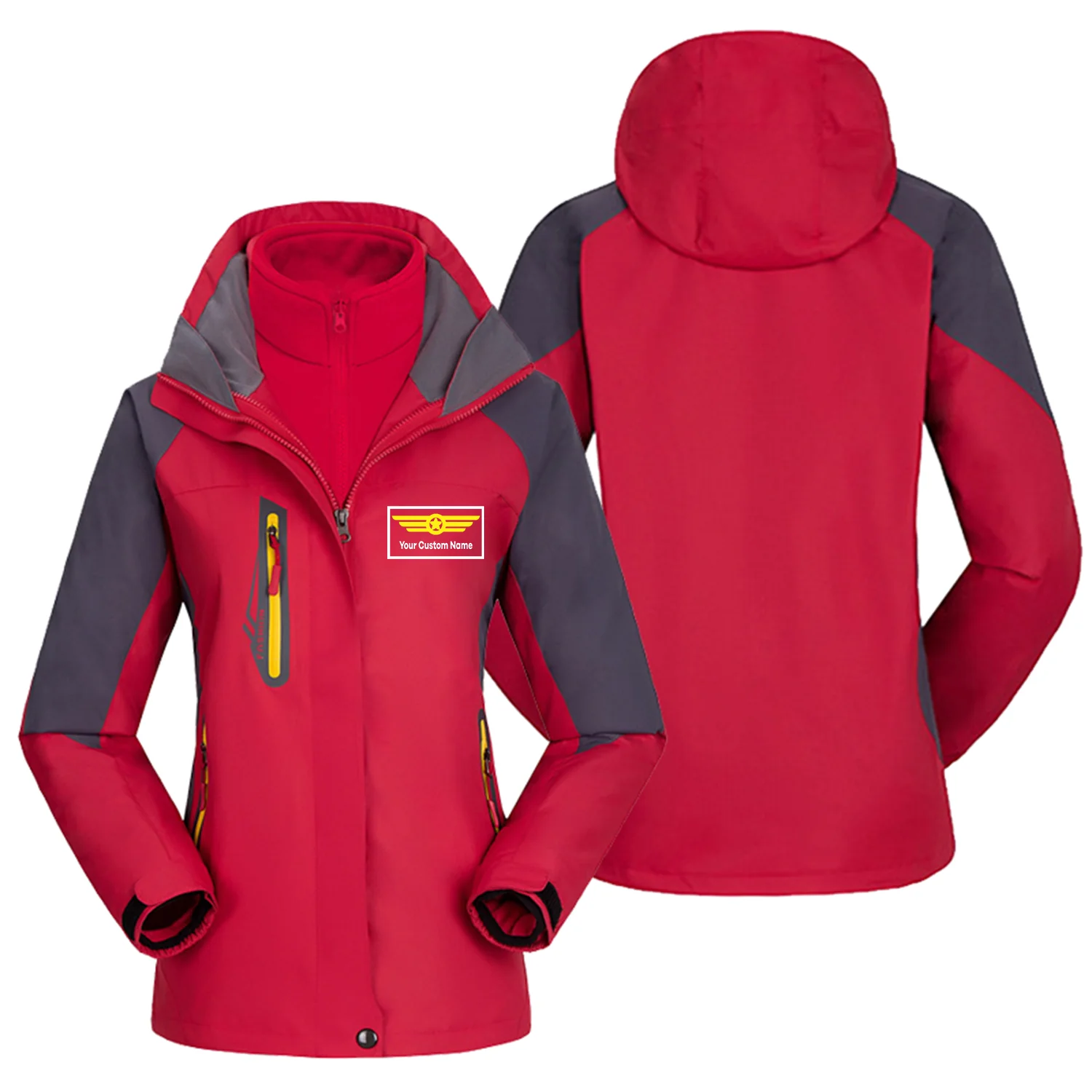 Custom Name (Badge 1) Designed Thick "WOMEN" Skiing Jackets - Image 4