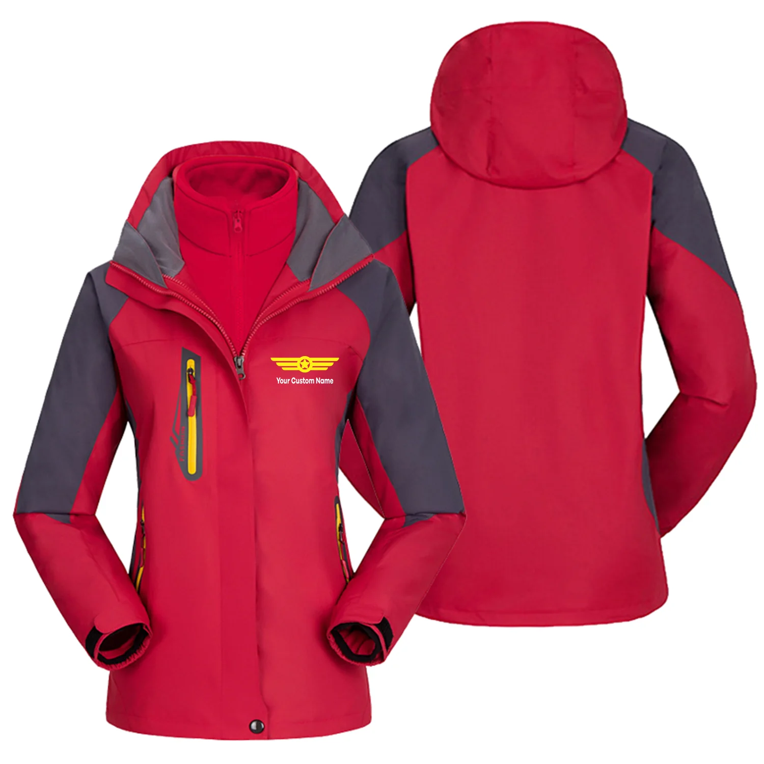 Custom Name (Badge 6) Designed Thick "WOMEN" Skiing Jackets - Image 4