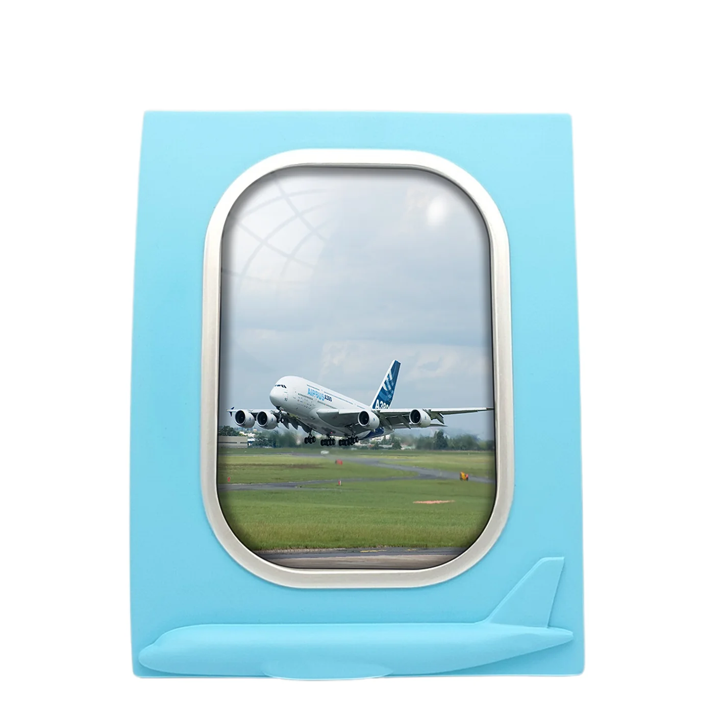 Departing Airbus A380 with Original Livery Designed Airplane Window Photo Frame