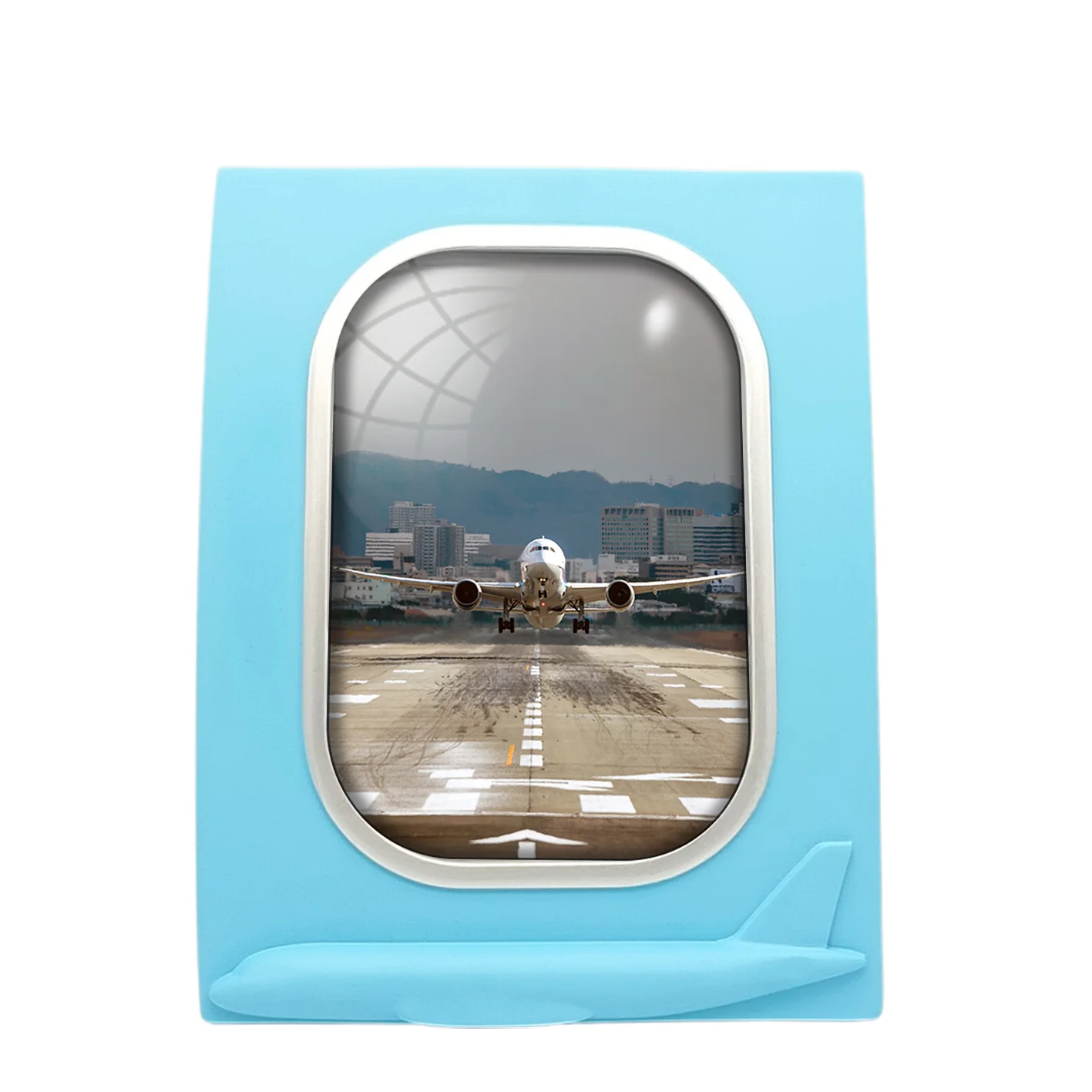 Departing Boeing 787 Dreamliner Designed Airplane Window Photo Frame