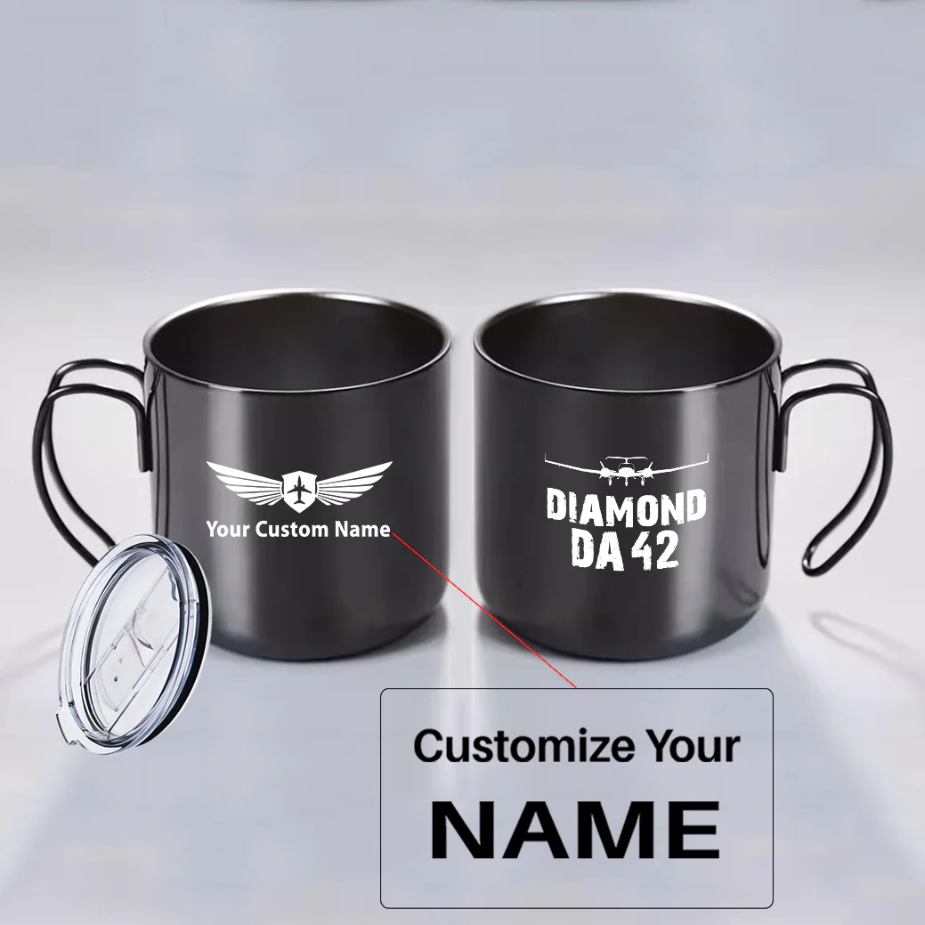Diamond DA42 & Plane Designed Stainless Steel Portable Mugs - Image 3