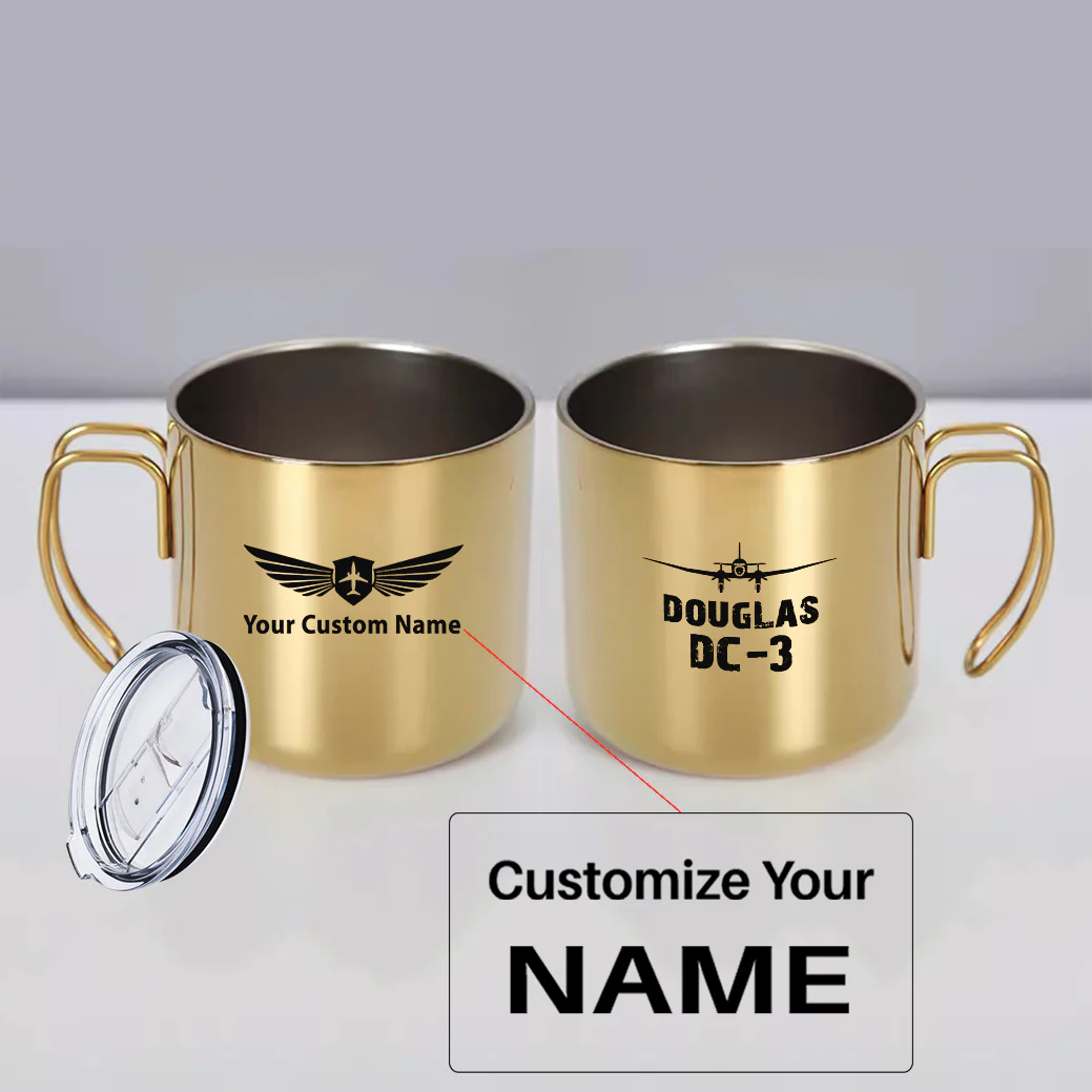 Douglas DC-3 & Plane Designed Stainless Steel Portable Mugs - Image 5