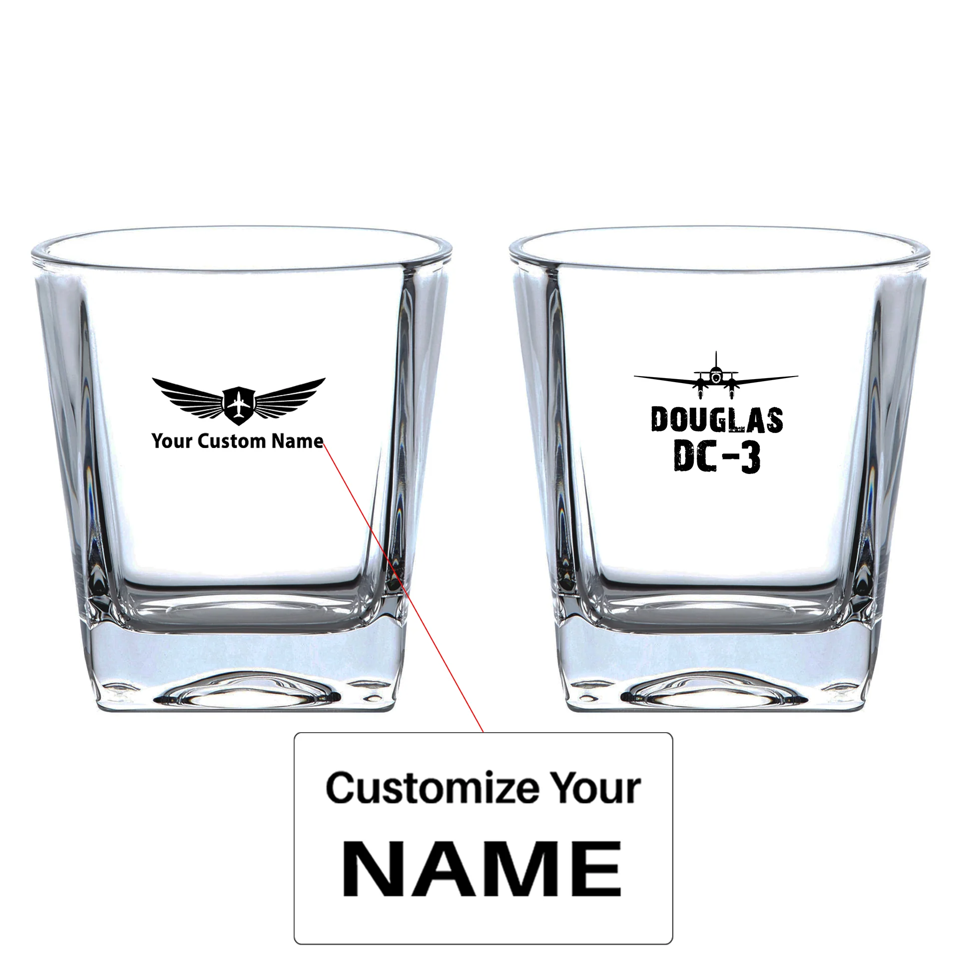 Douglas DC-3 & Plane Designed Whiskey Glass