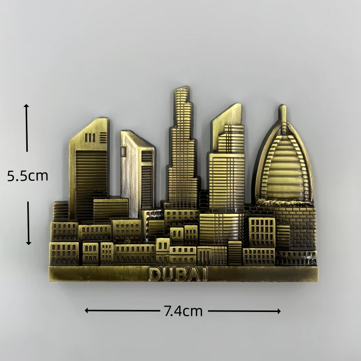 Dubai landmark building street view 3D Metal Fridge Magnets