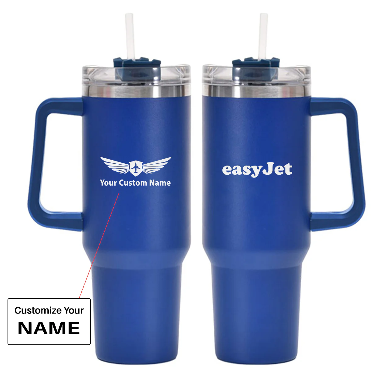 EasyJet Airlines Designed 40oz Stainless Steel Car Mug With Holder - Image 3