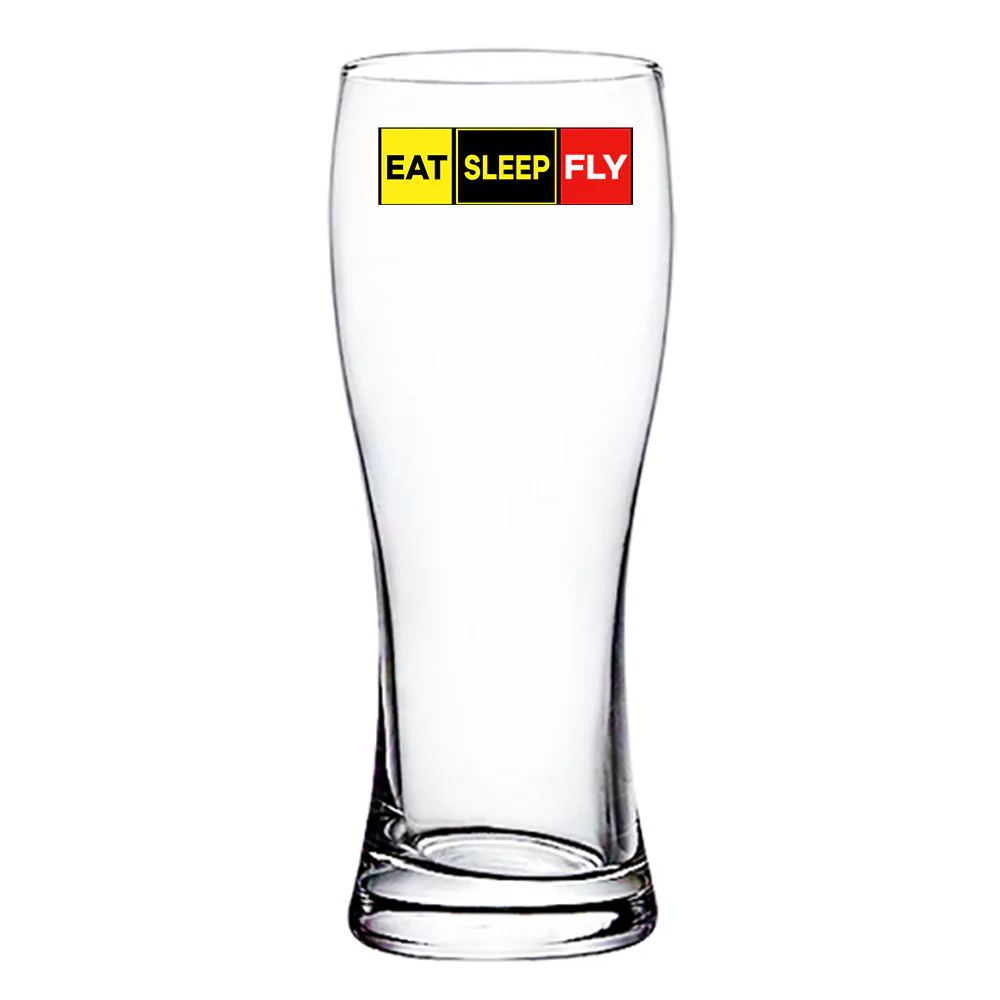 Eat Sleep Fly (Colourful) Designed Pilsner Beer Glasses - Image 2