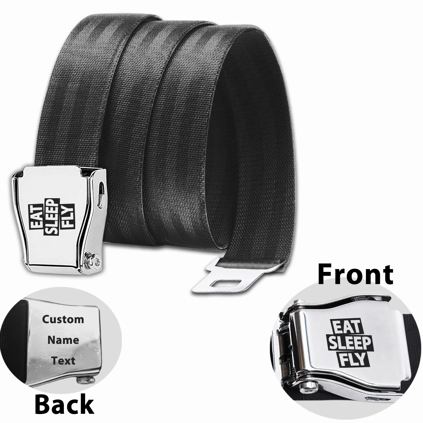 Eat Sleep Fly Designed Fashion Airplane Seat Belts - Image 2