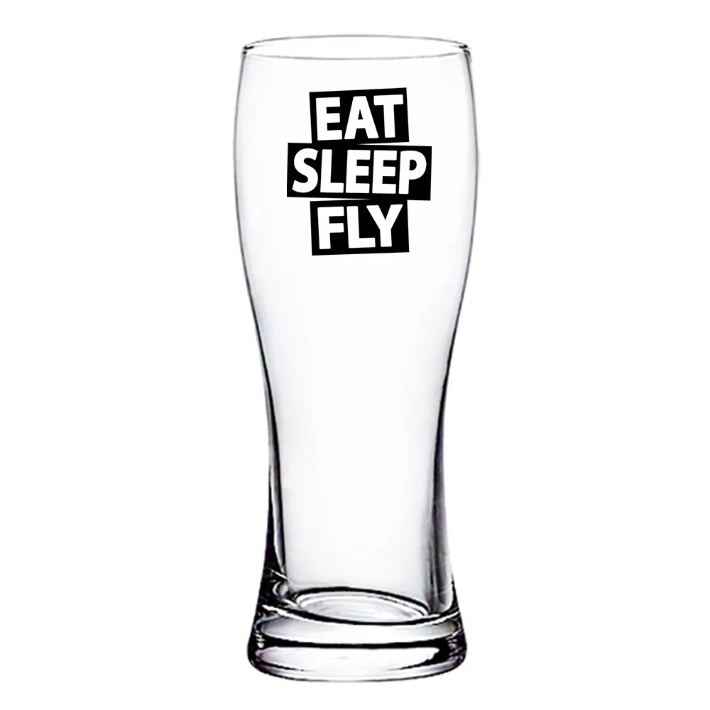 Eat Sleep Fly Designed Pilsner Beer Glasses - Image 2