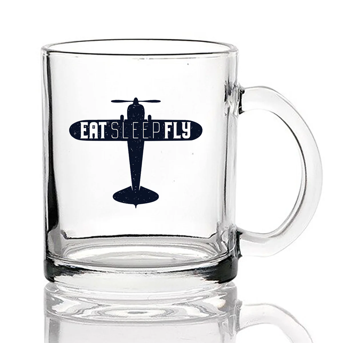 Eat Sleep Fly & Propeller Designed Coffee & Tea Glasses - Image 2