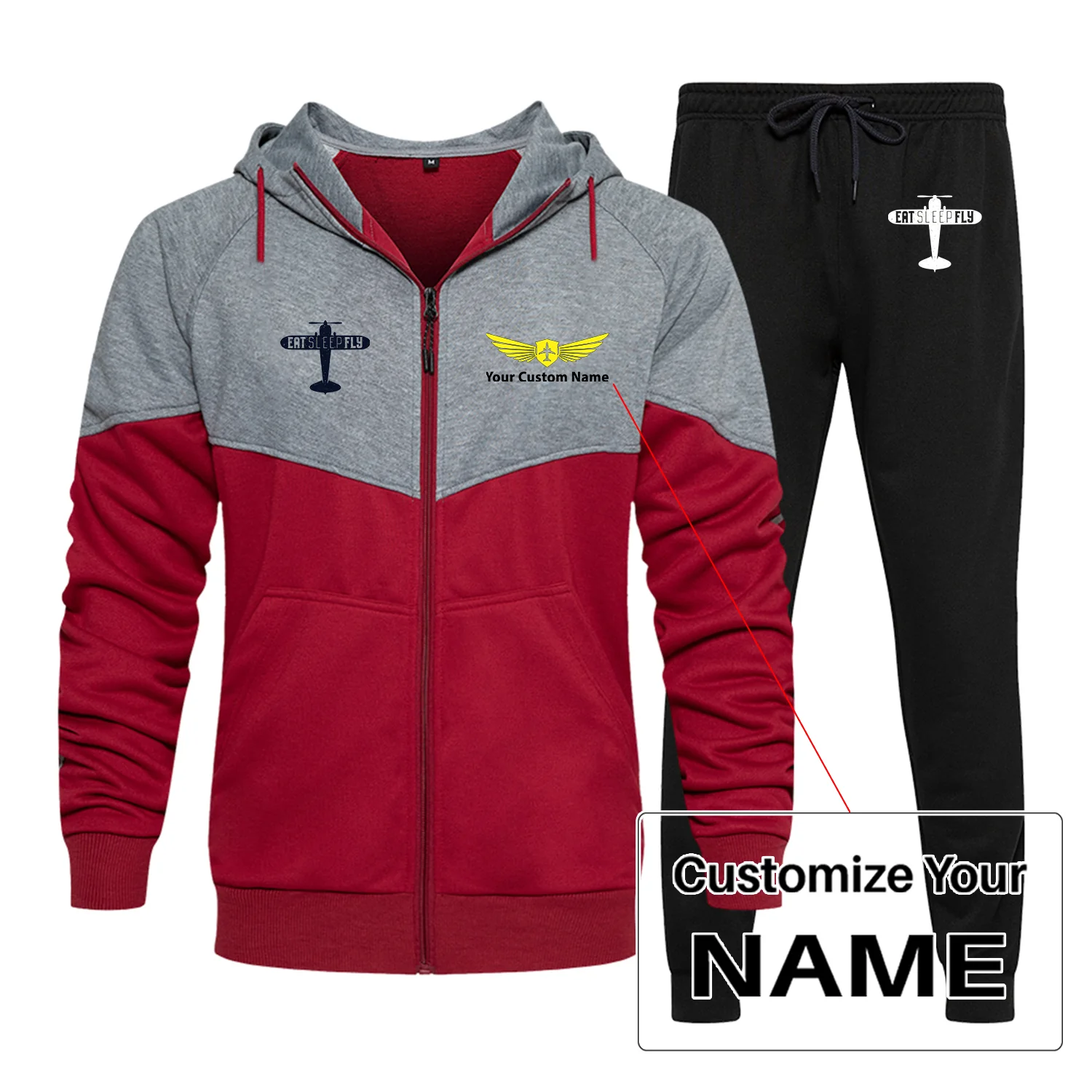 Eat Sleep Fly & Propeller Designed Colourful Z. Hoodies & Sweatpants - Image 5