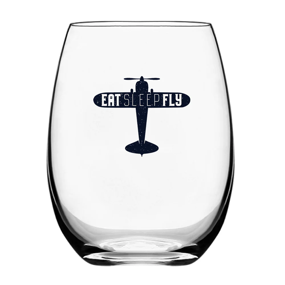 Eat Sleep Fly & Propeller Designed Water & Drink Glasses - Image 2