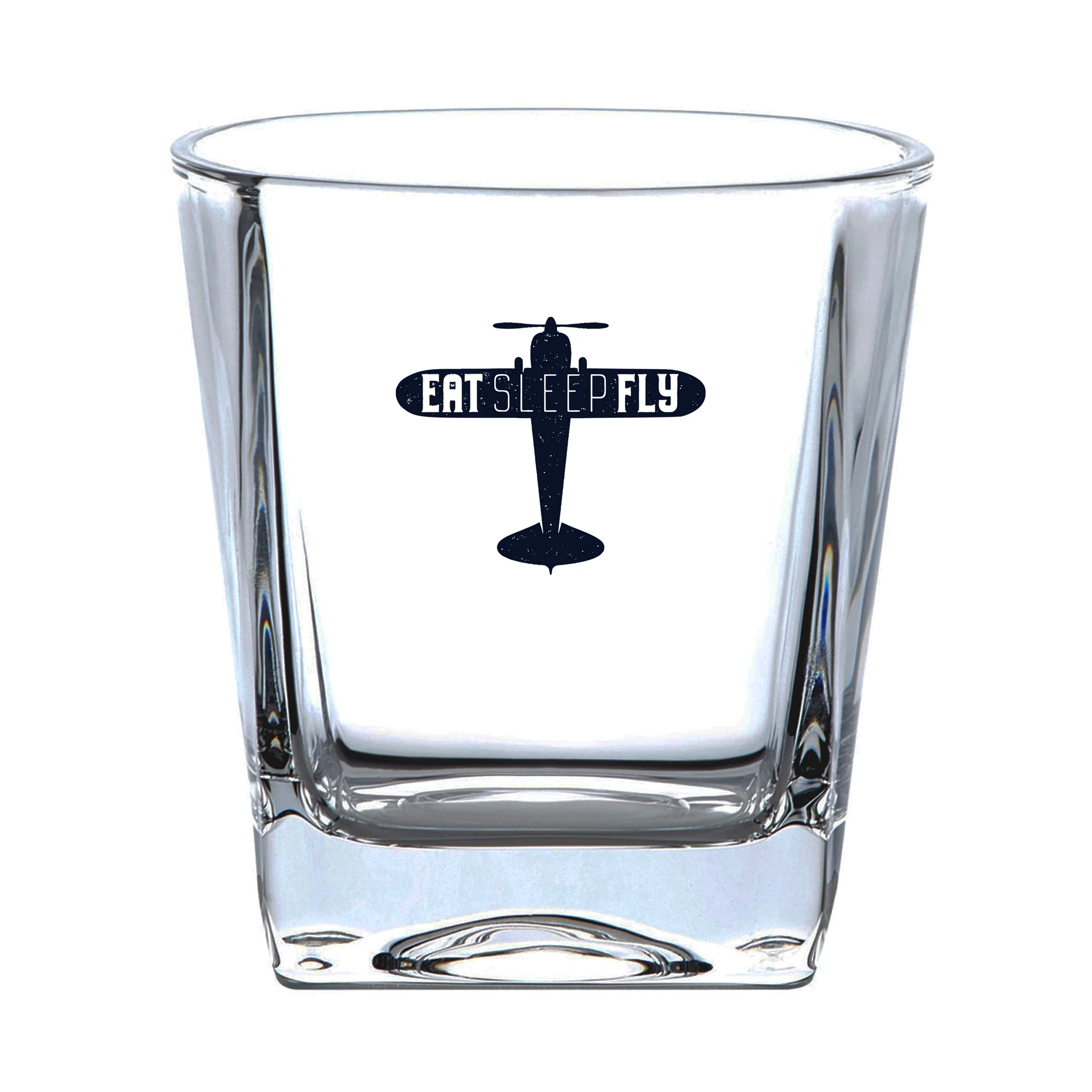 Eat Sleep Fly & Propeller Designed Whiskey Glass - Image 2