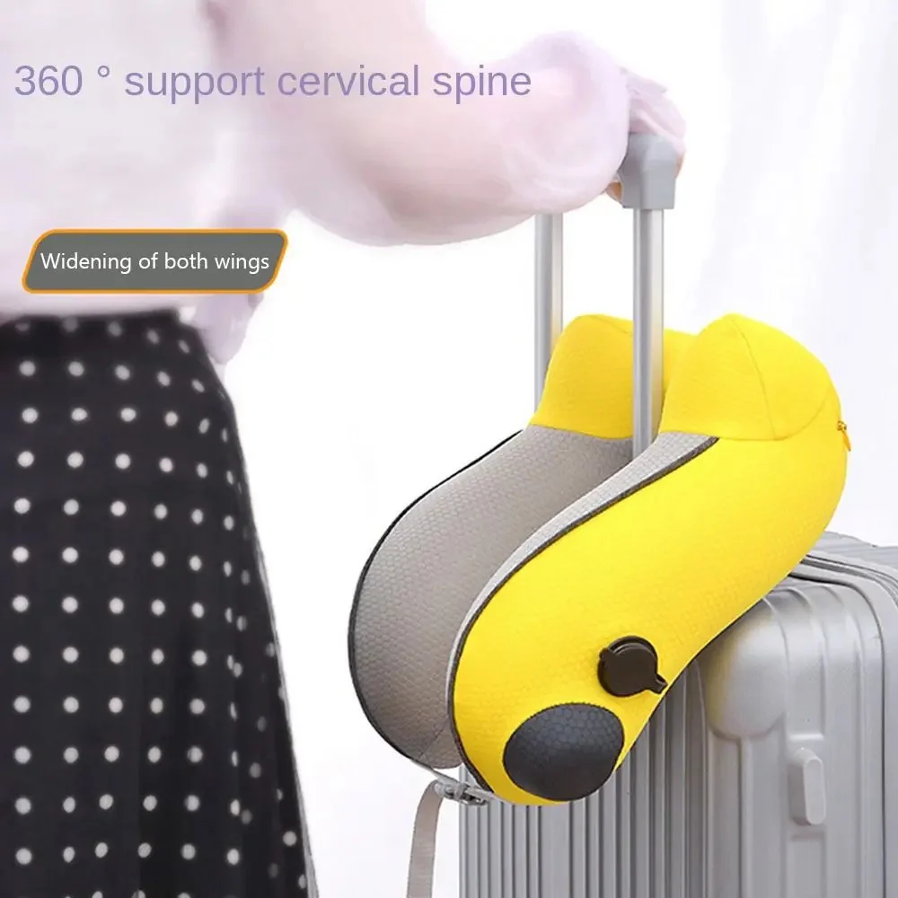 Elastic Foldable Inflatable U-Shaped Neck Pillow for Airplanes - Image 13