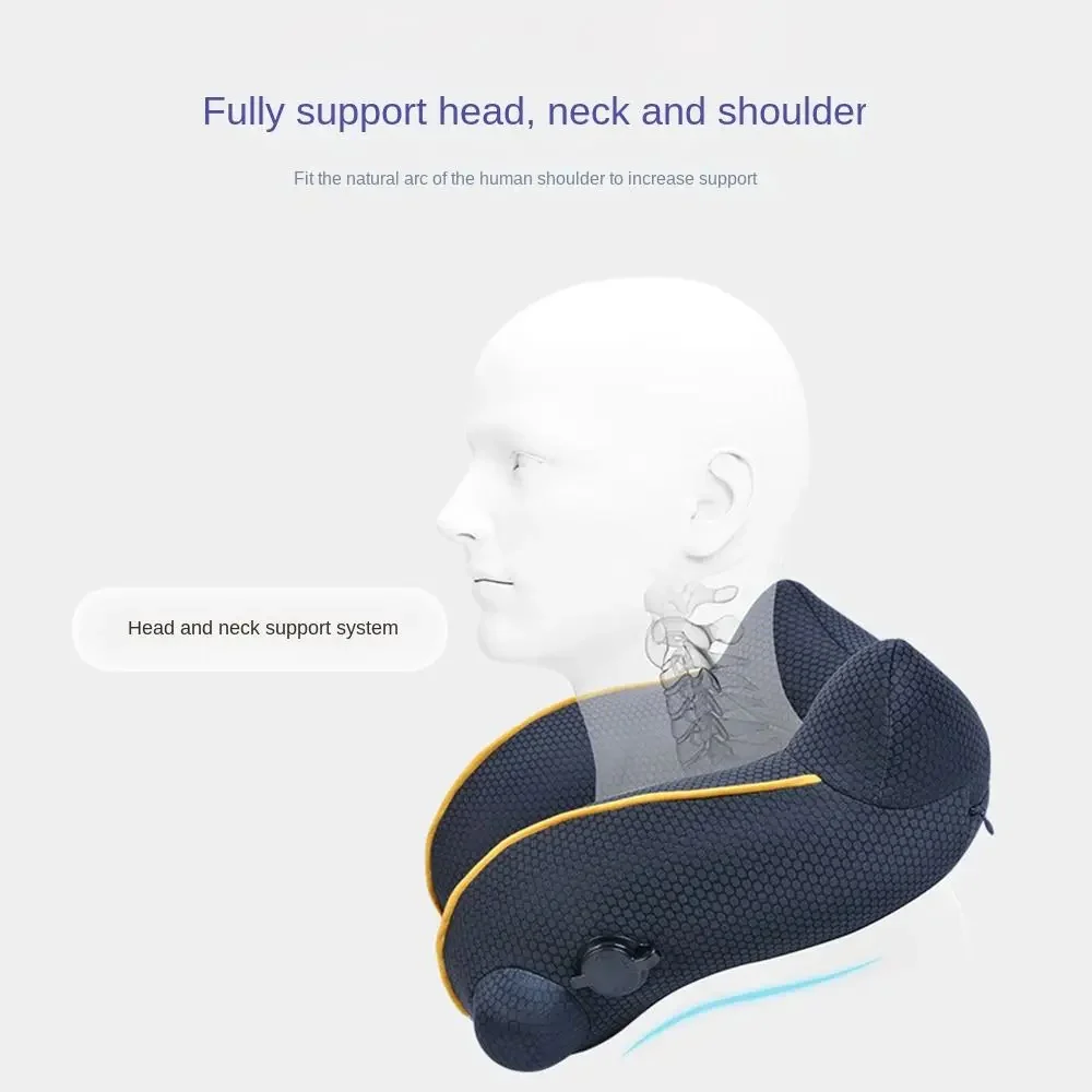 Elastic Foldable Inflatable U-Shaped Neck Pillow for Airplanes - Image 3