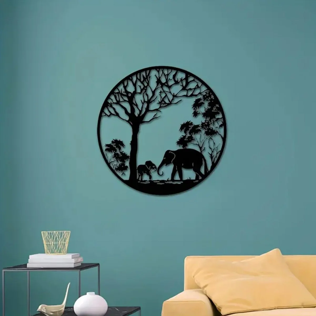 Elephant Tree Wall Sculpture 30x30CM