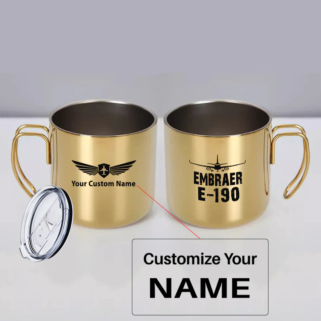 Embraer E-190 & Plane Designed Stainless Steel Portable Mugs - Image 5