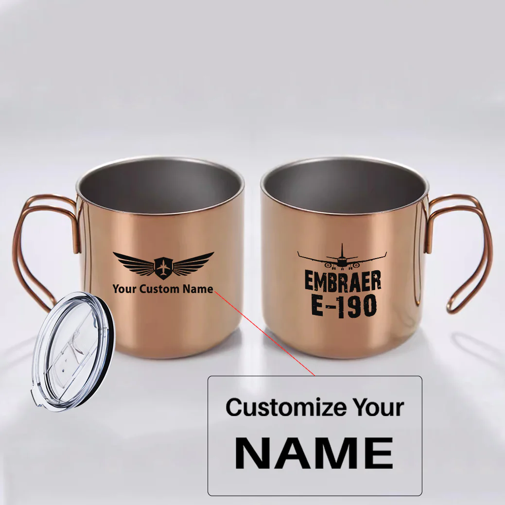 Embraer E-190 & Plane Designed Stainless Steel Portable Mugs - Image 7