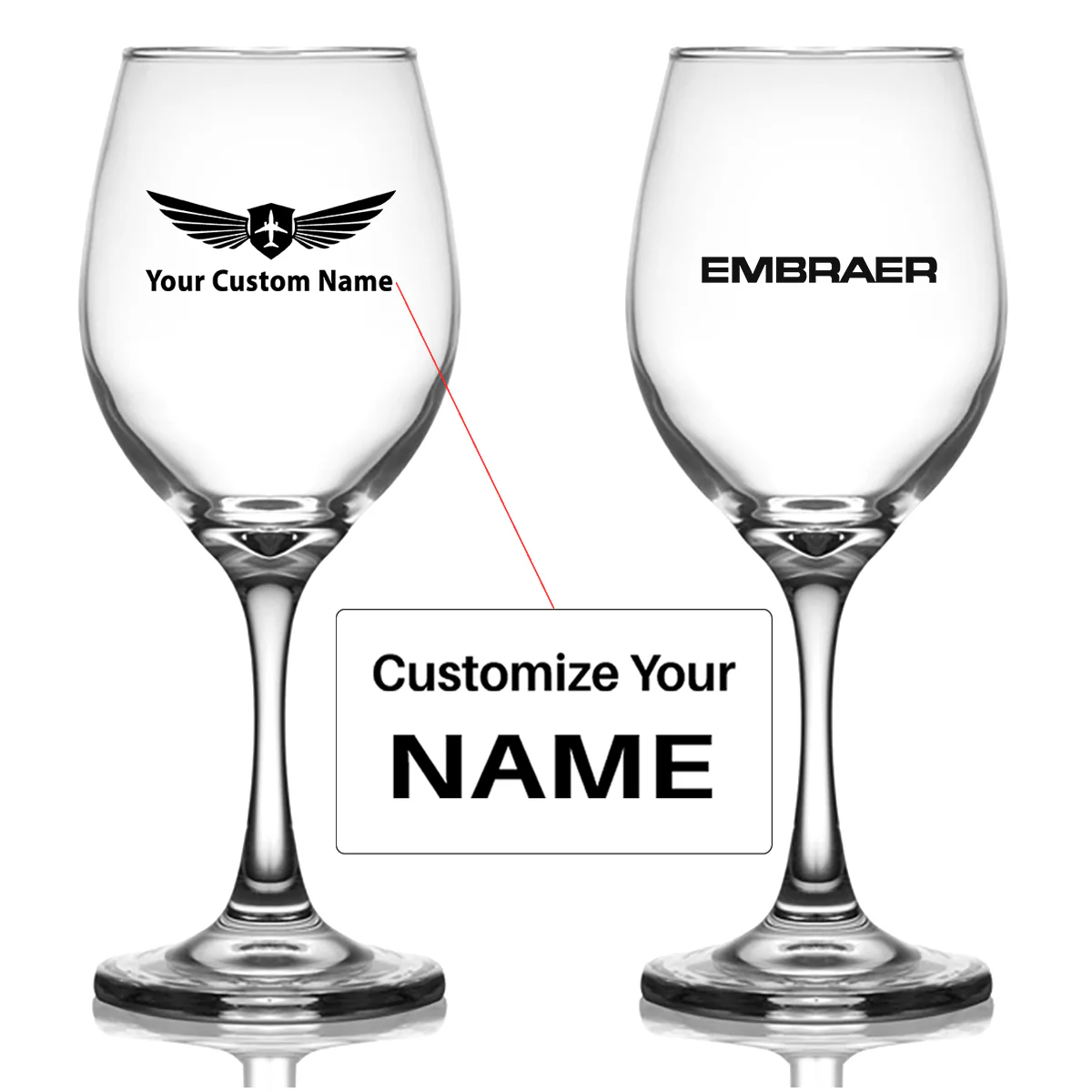 Embraer & Text Designed Wine Glasses