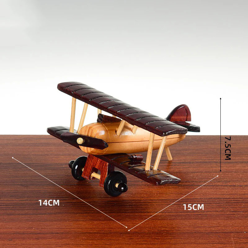European Retro Wooden Airplane Miniature Decorations