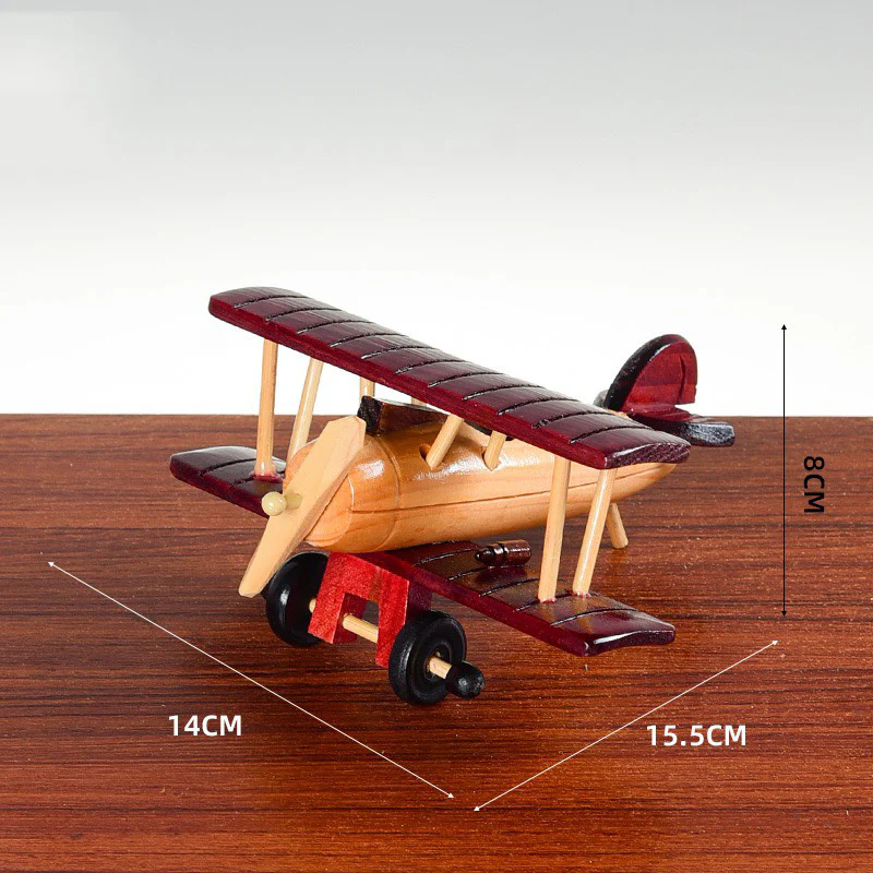 European Retro Wooden Airplane Miniature Decorations - Image 3