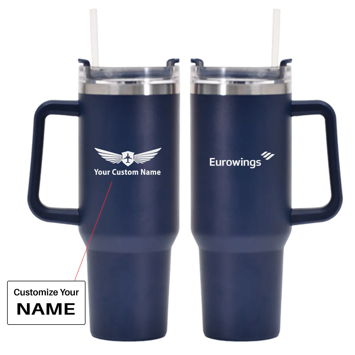 Eurowings Airlines Designed 40oz Stainless Steel Car Mug With Holder - Image 5