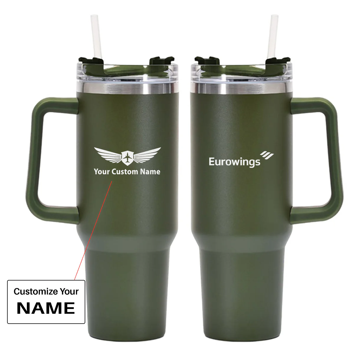Eurowings Airlines Designed 40oz Stainless Steel Car Mug With Holder - Image 9
