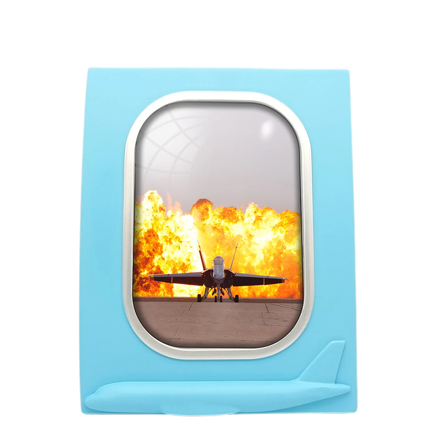Face to Face with Air Force Jet & Flames Designed Airplane Window Photo Frame