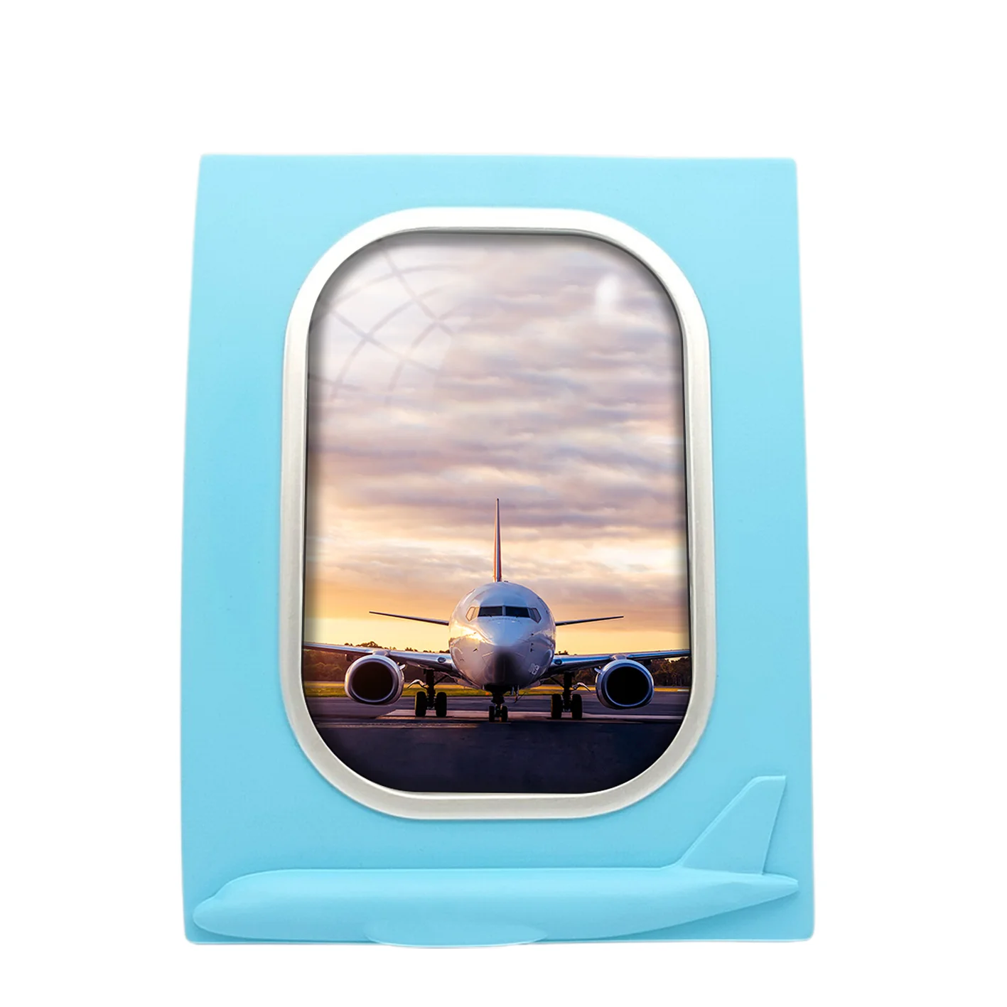 Face to Face with Boeing 737-800 During Sunset Designed Airplane Window Photo Frame