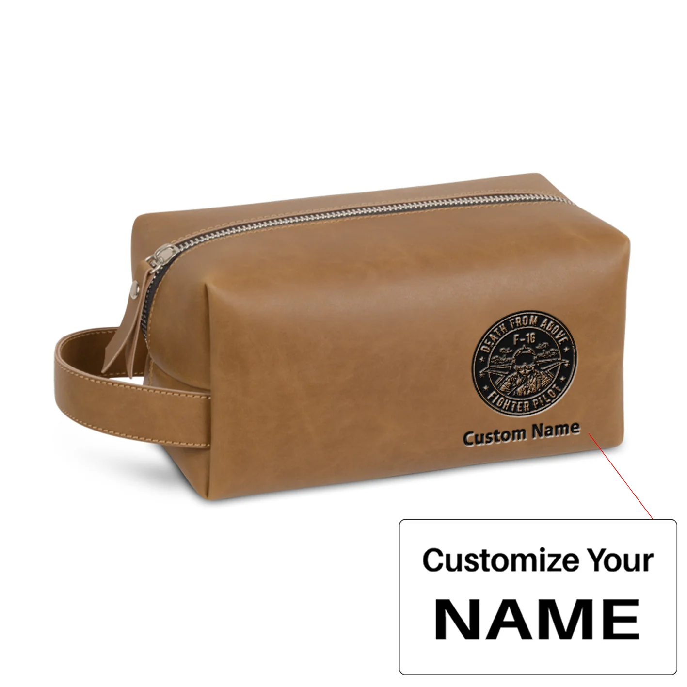 The Fighter Jet 16 Silhouette  - Death From Above Designed Leather Clutch Toiletry Bag - Image 7