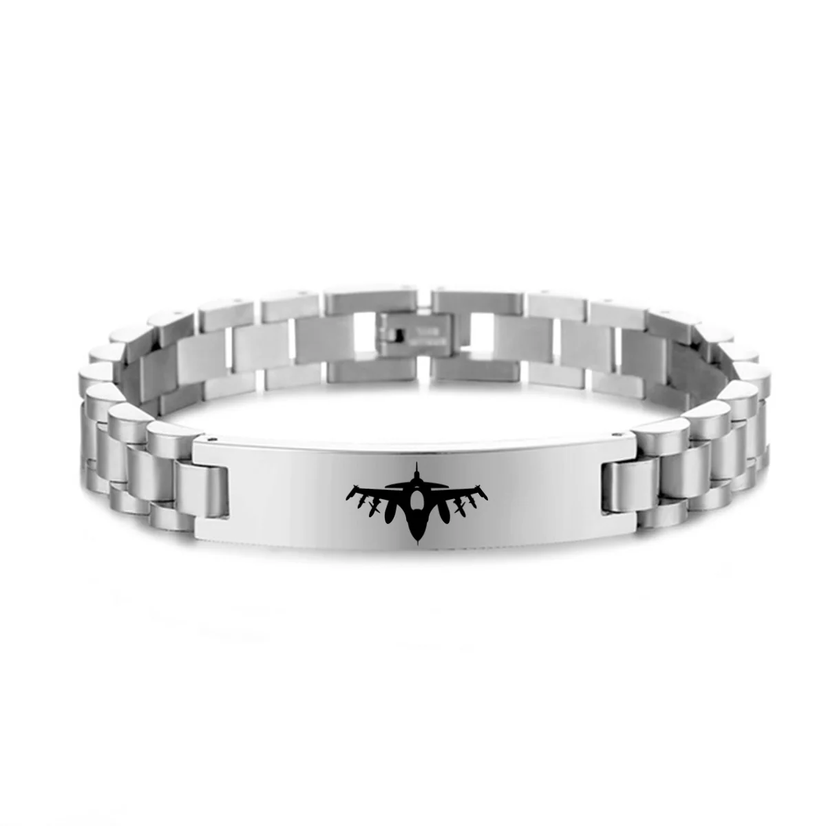The Fighter Jet 16 Silhouette Designed Stainless Steel Chain Bracelets - Image 2