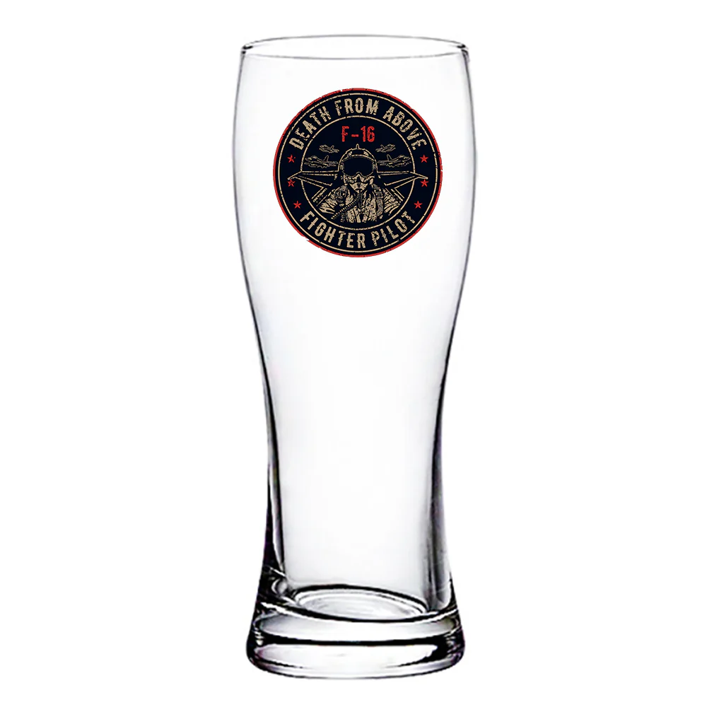 Fighting Falcon Jet 16 - Death From Above Designed Pilsner Beer Glasses - Image 2