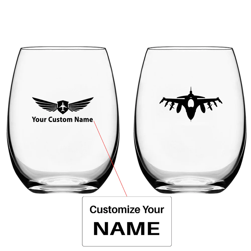 Fighting Falcon Jet 16 Silhouette Designed Water & Drink Glasses