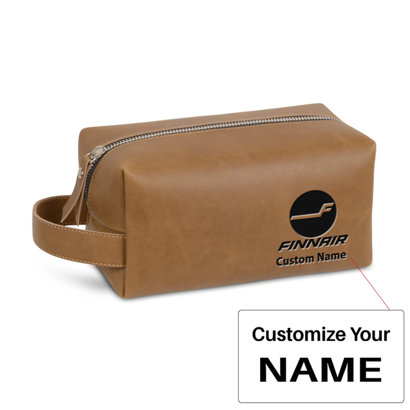 Finnair Airlines Designed Leather Clutch Toiletry Bag - Image 7