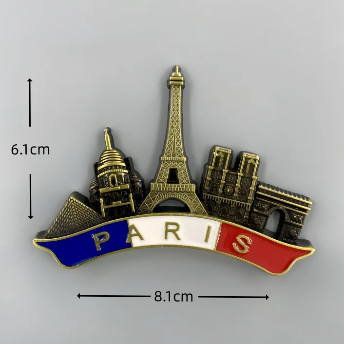 Five landmarks of Paris 3D Metal Fridge Magnets