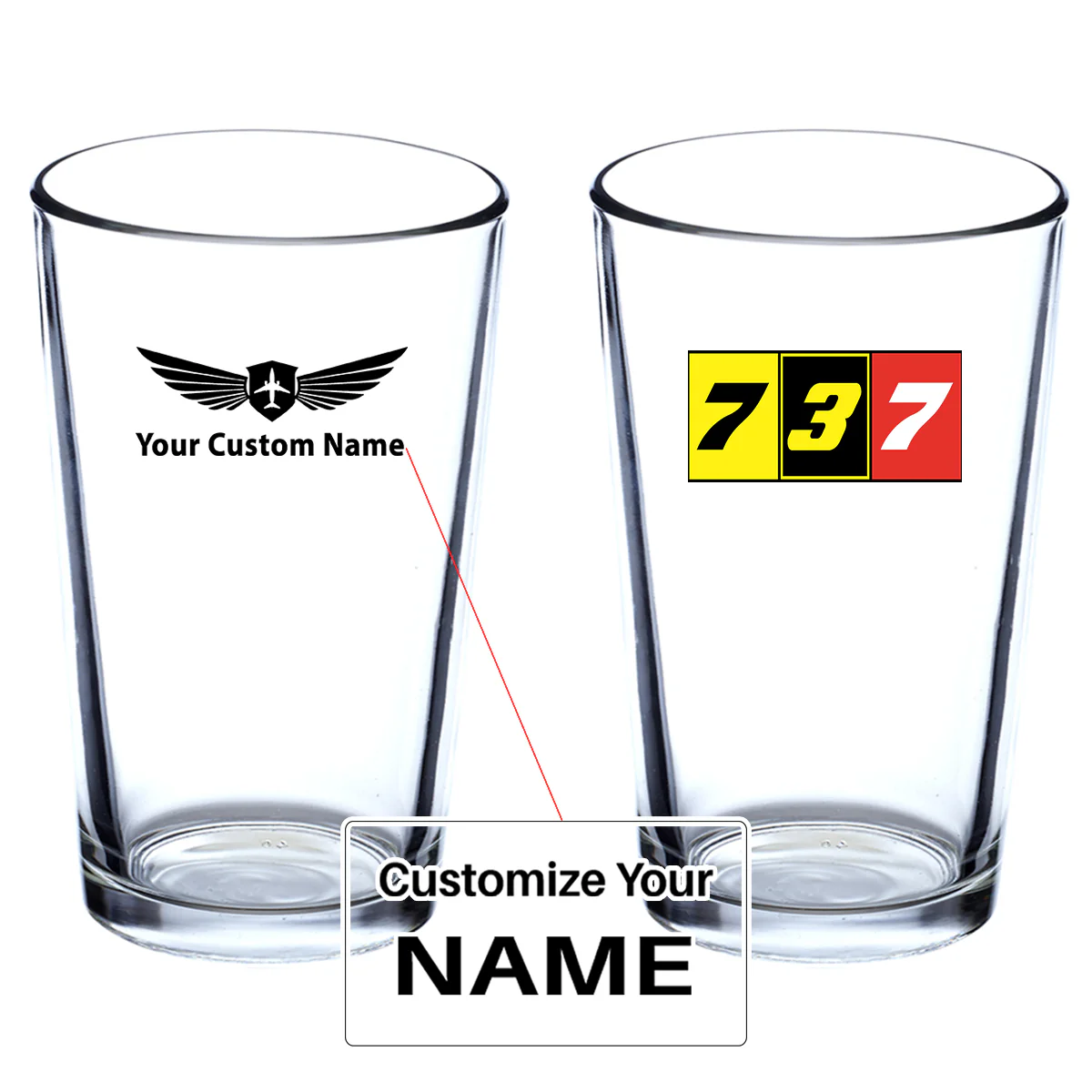 Flat Colourful 737 Designed Beer & Water Glasses