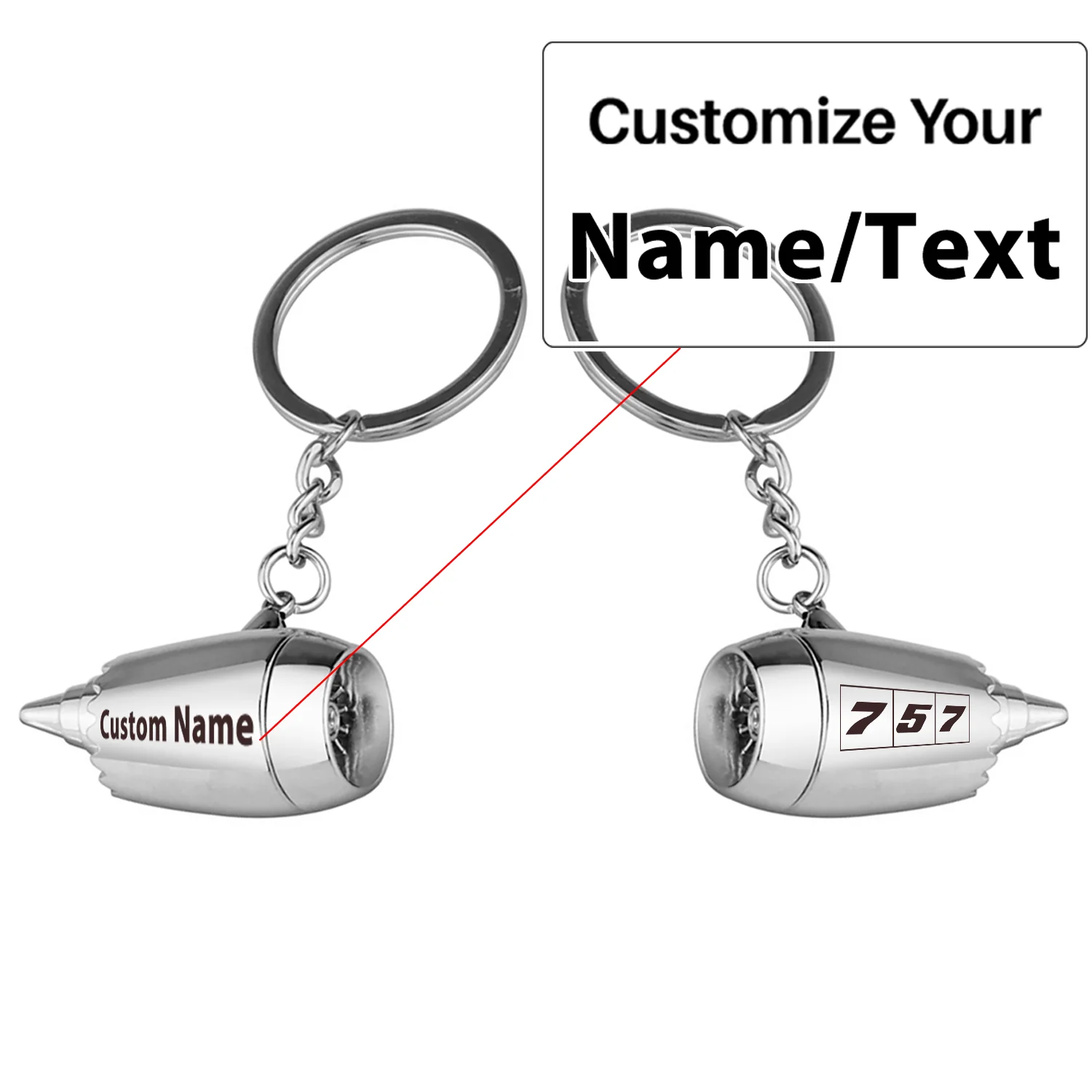 Flat Colourful 757 Jet Engine Turbine Key Chains