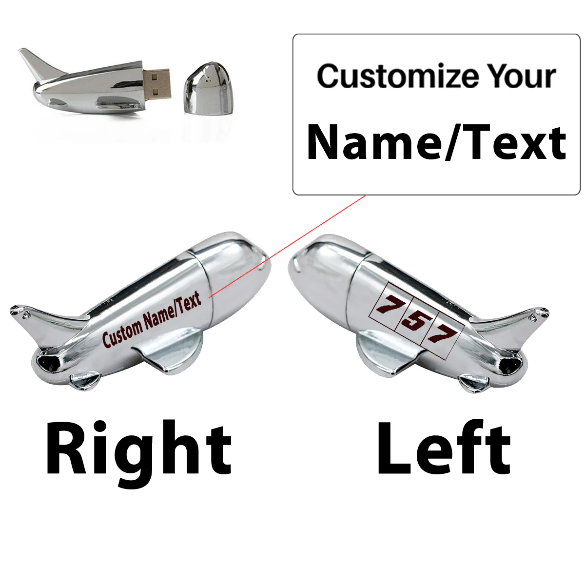 Flat Colourful 757 Designed Airplane Shape USB Drives