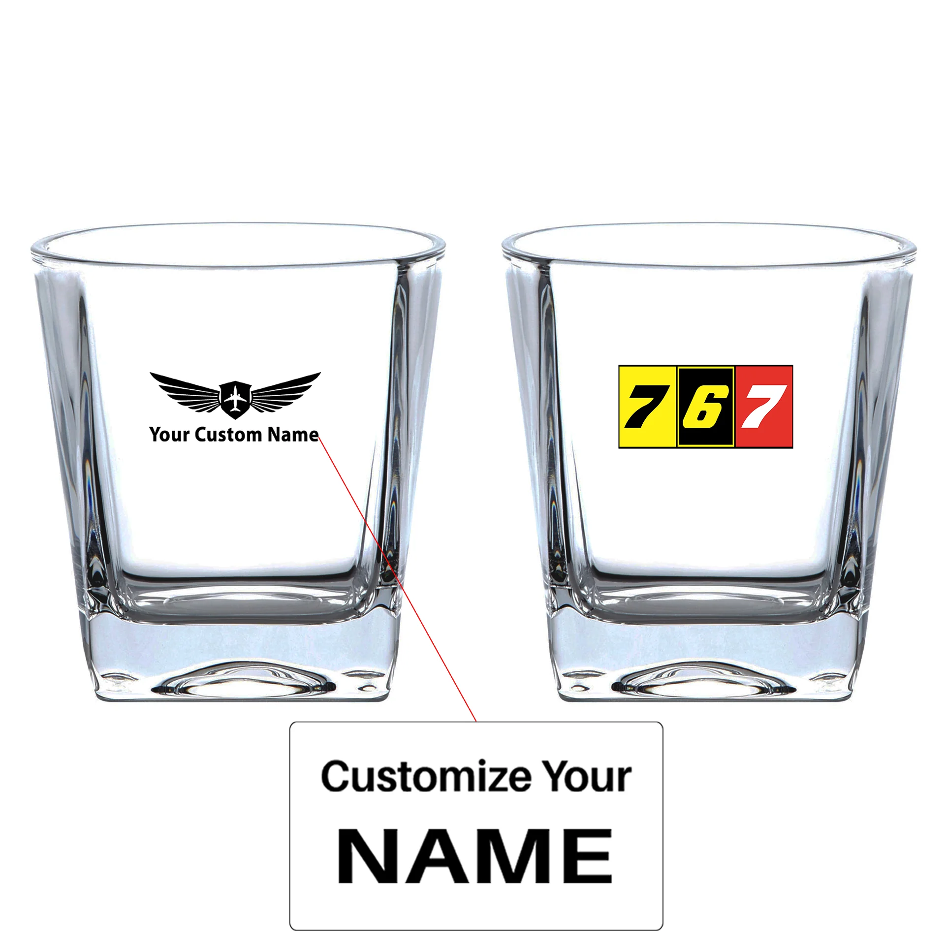 Flat Colourful 767 Designed Whiskey Glass
