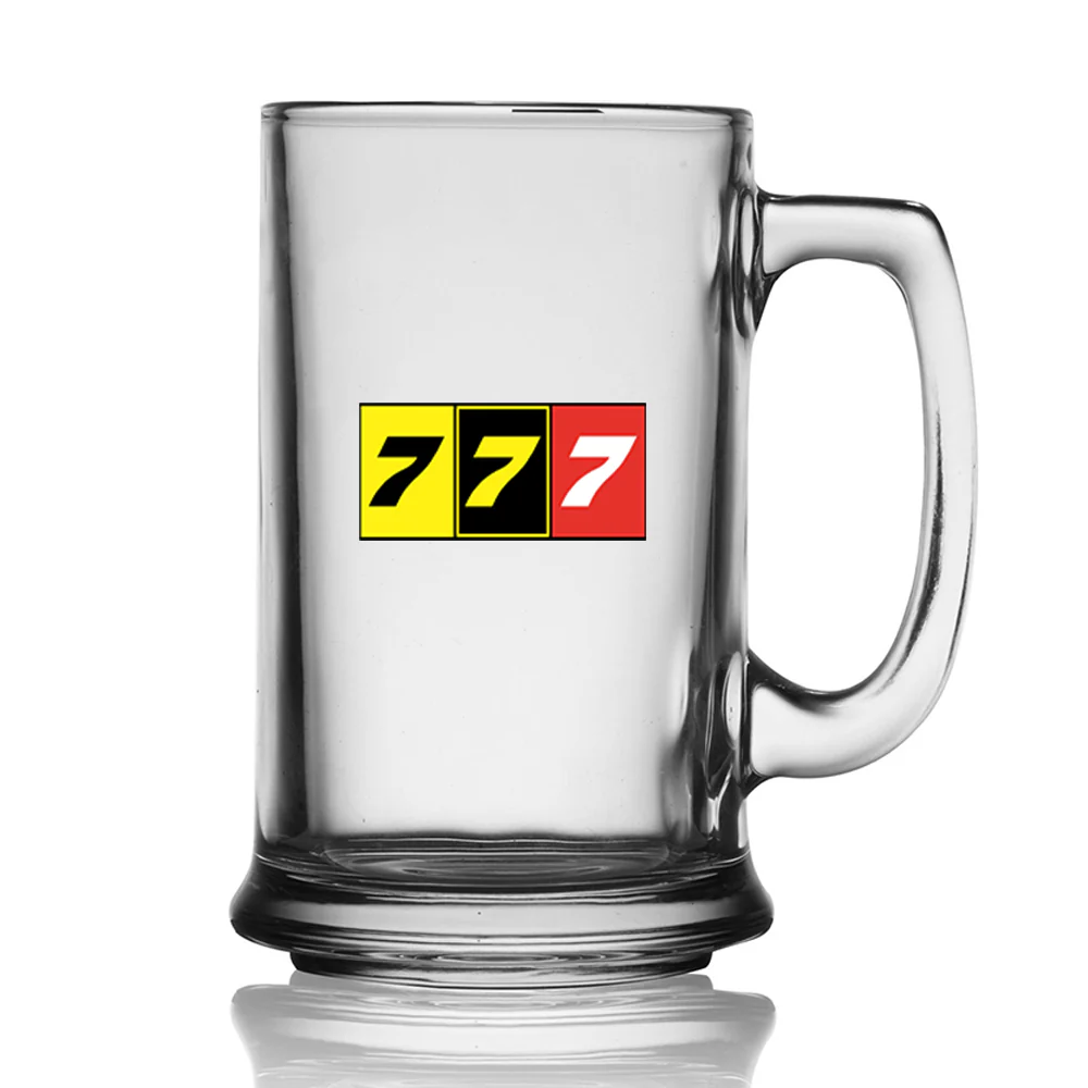 Flat Colourful 777 Designed Beer Glass with Holder - Image 2
