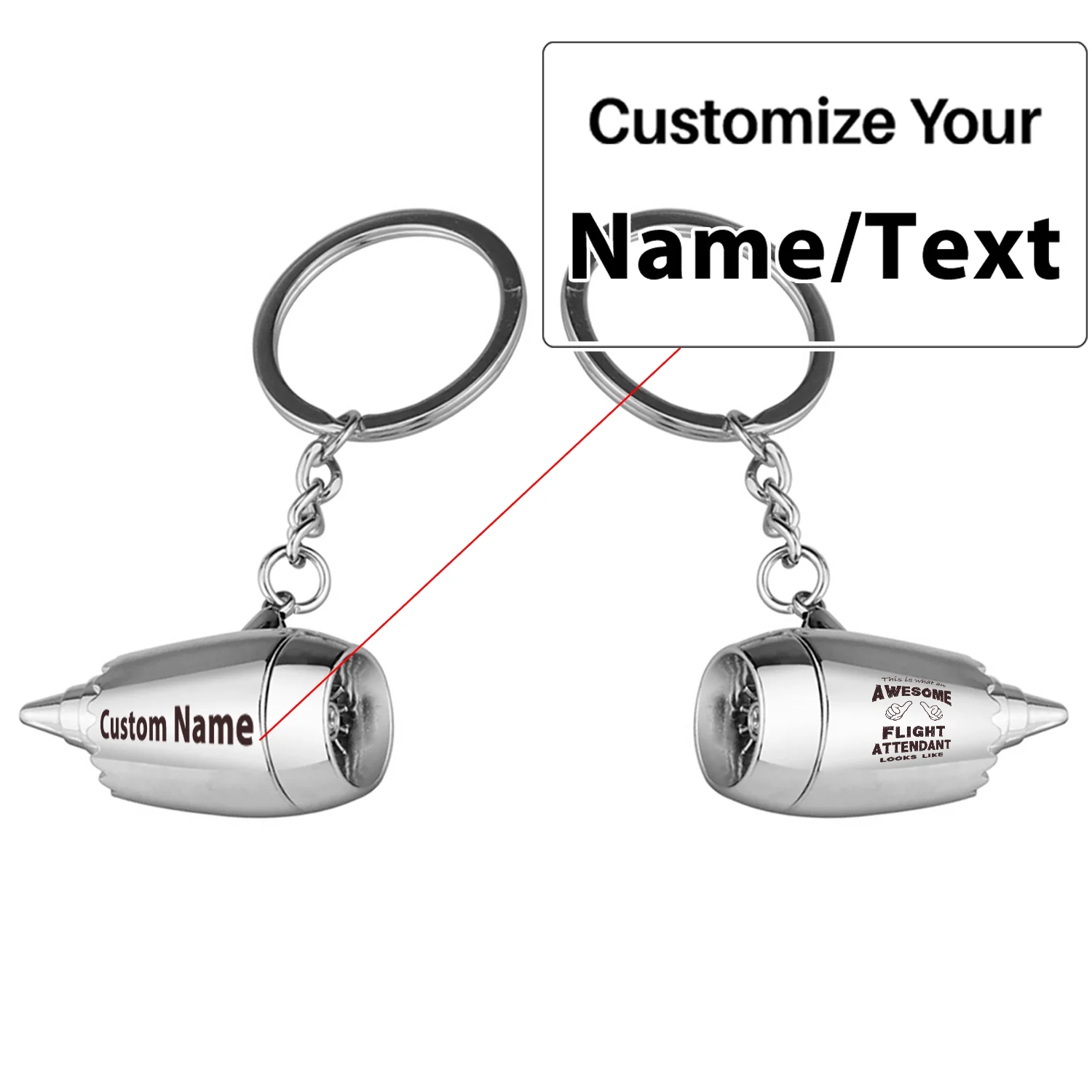 Flight Attendant Jet Engine Turbine Key Chains