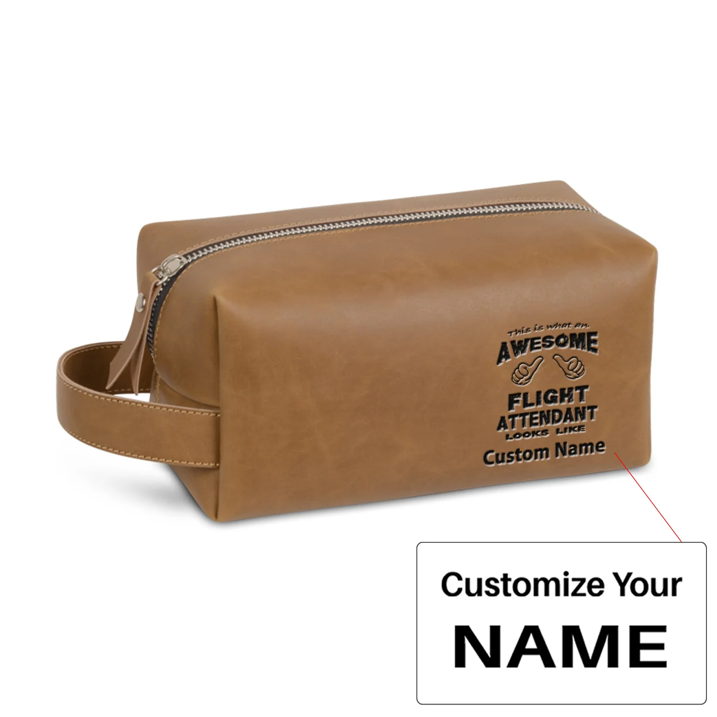 Flight Attendant Designed Leather Clutch Toiletry Bag - Image 7
