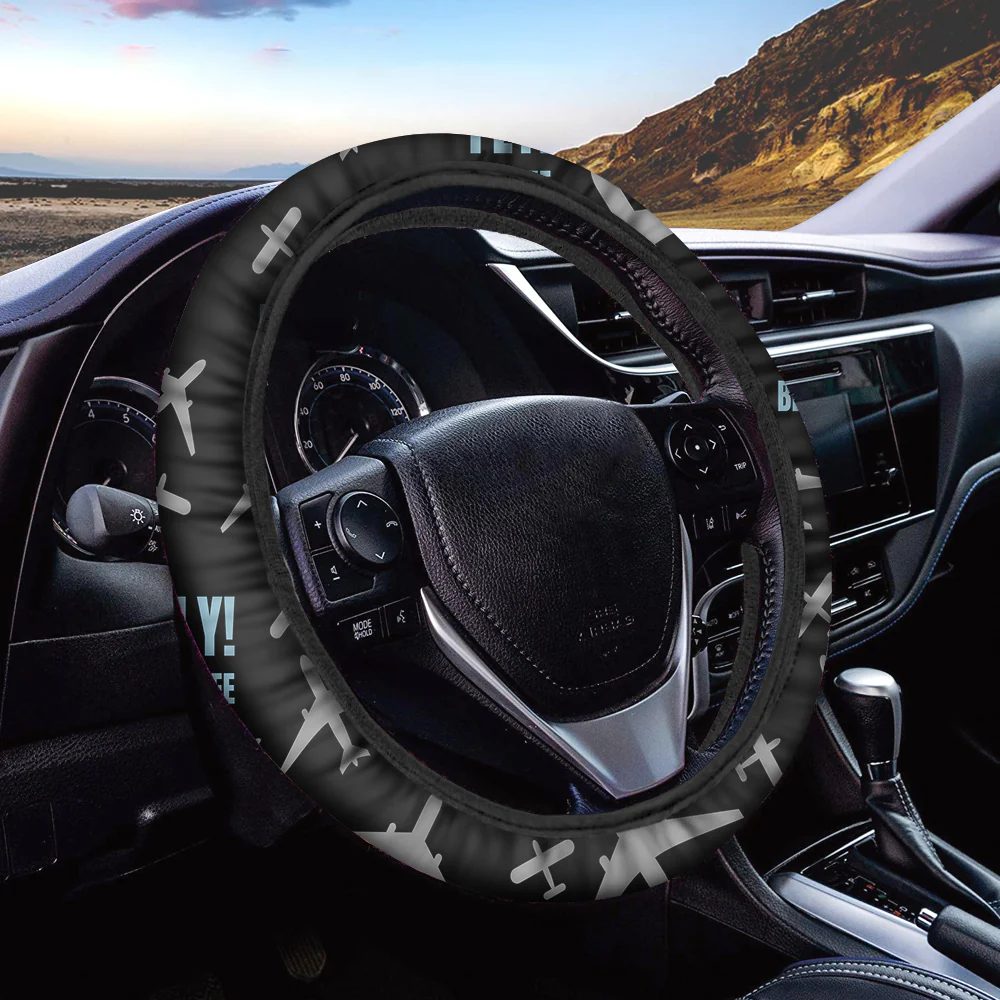 Fly Be Free Black Designed Car Steering Wheel Cover - Image 2