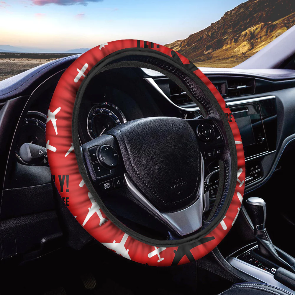 Fly Be Free Red Designed Car Steering Wheel Cover - Image 2