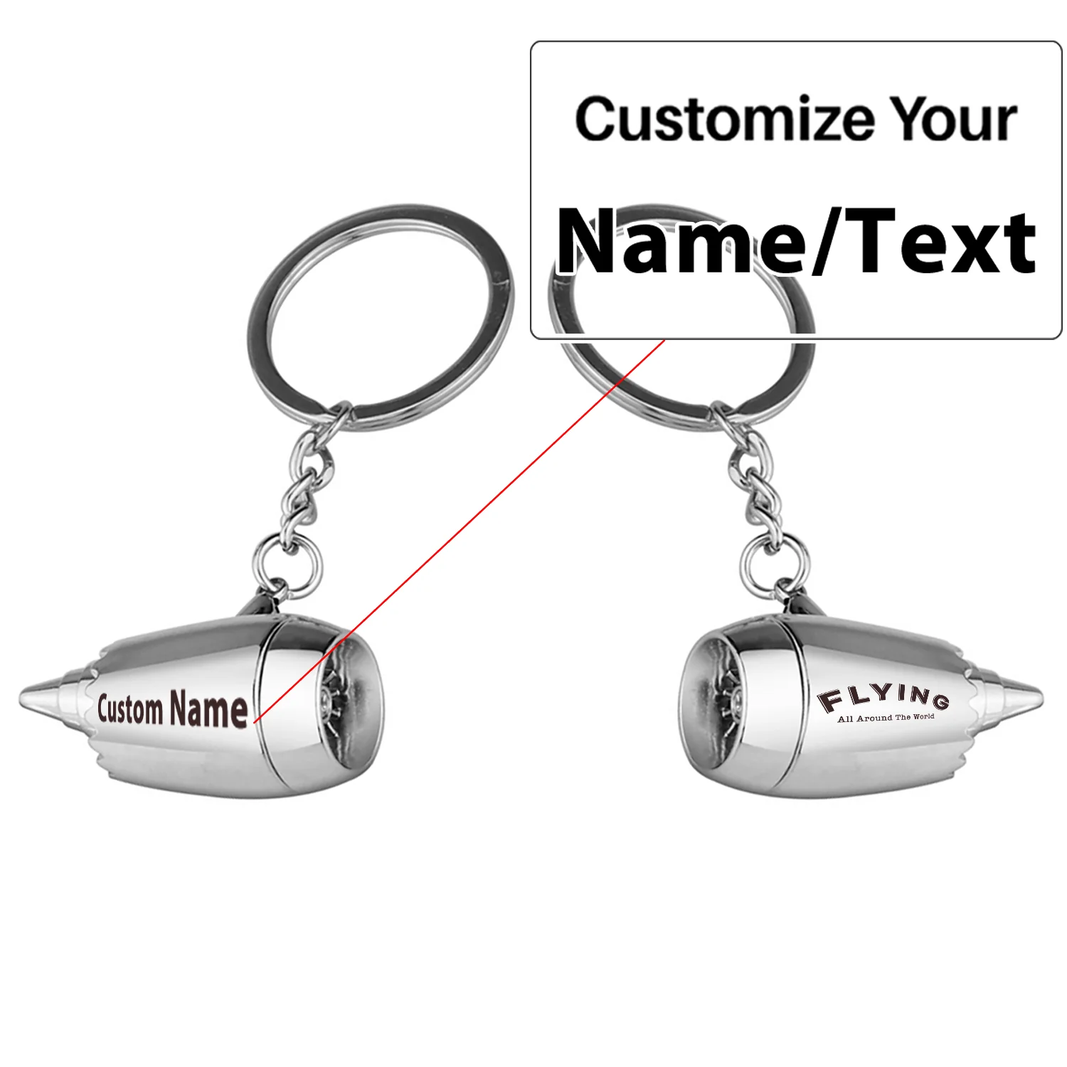 Flying All Around The World Jet Engine Turbine Key Chains
