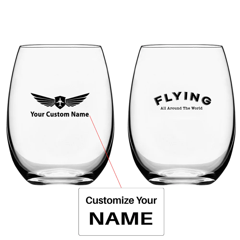 Flying All Around The World Designed Water & Drink Glasses