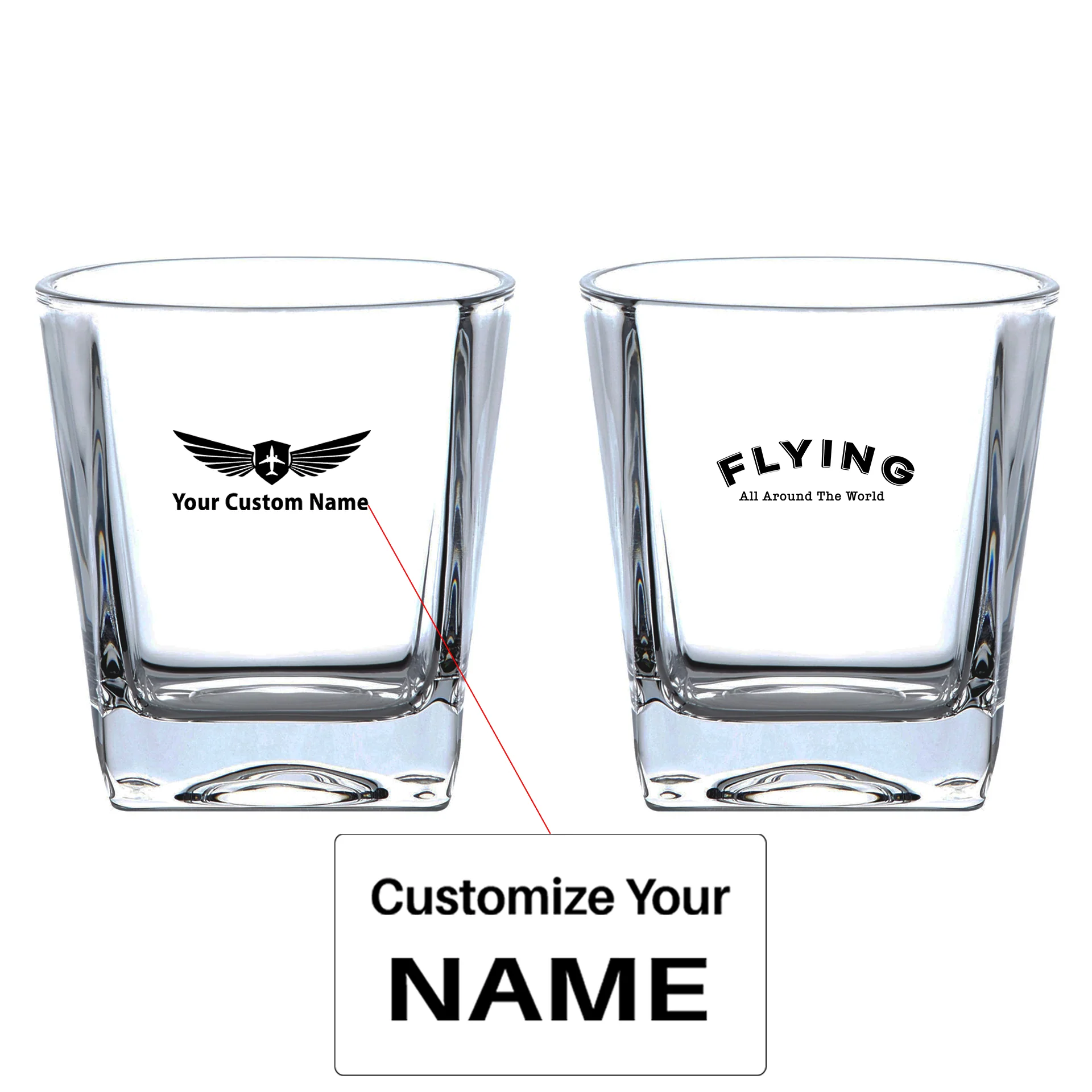 Flying All Around The World Designed Whiskey Glass