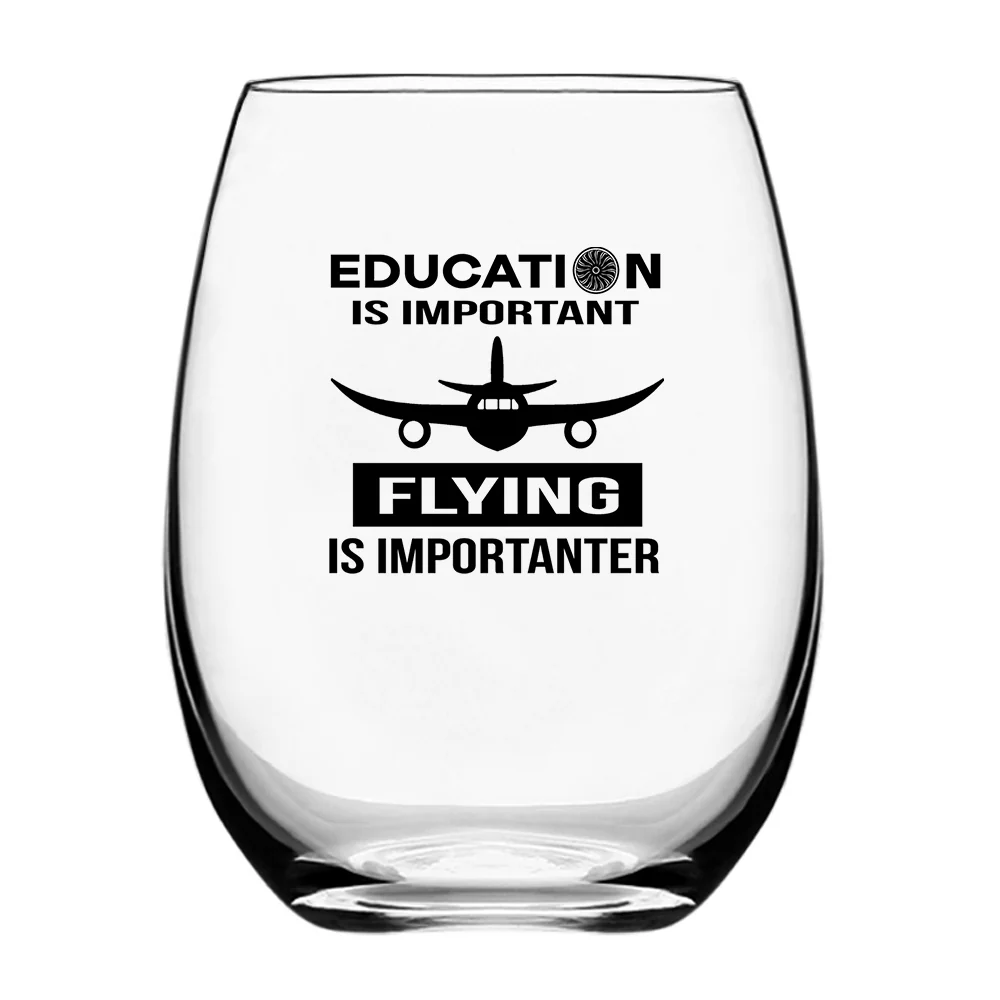 Flying is Importanter Designed Water & Drink Glasses - Image 2