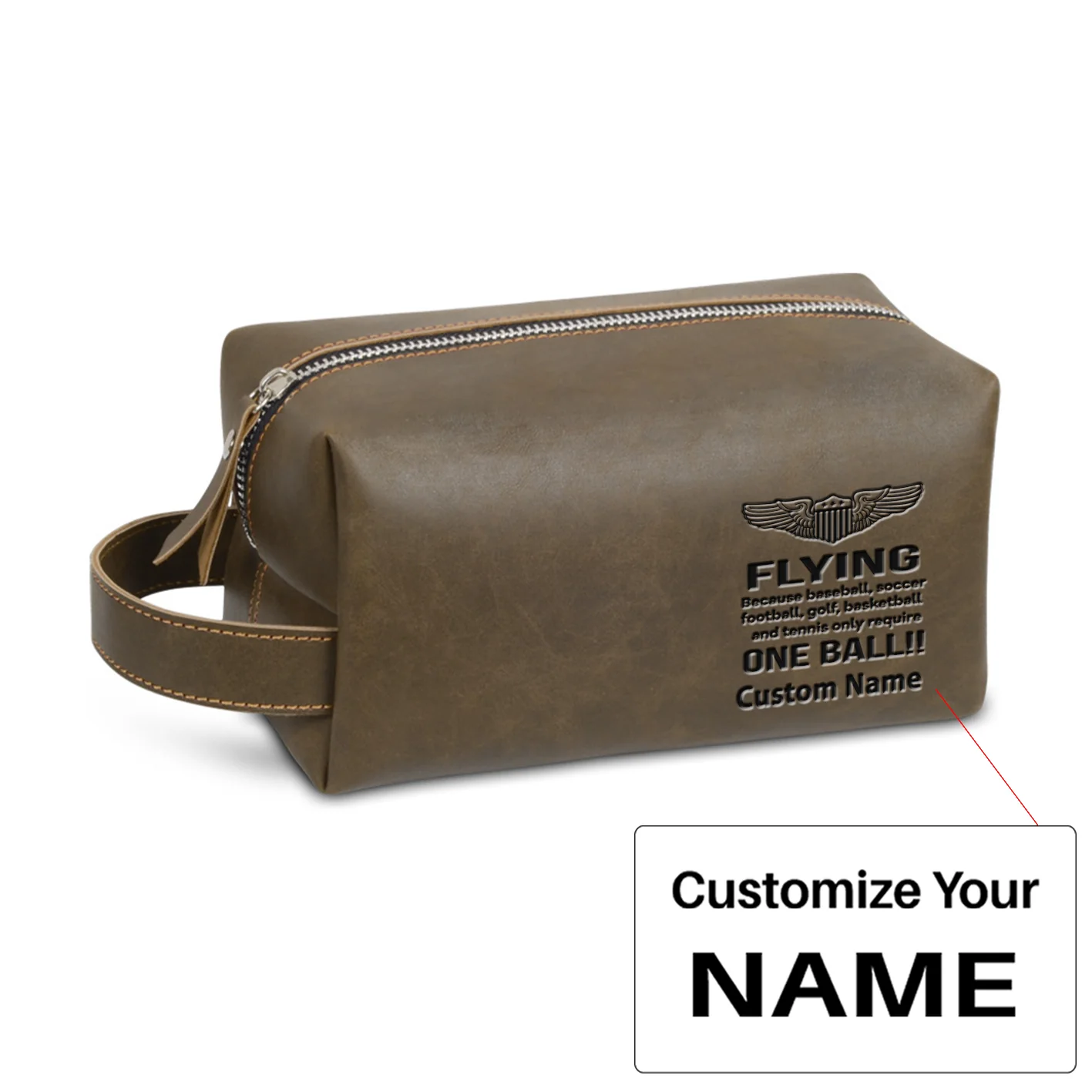 Flying One Ball Designed Leather Clutch Toiletry Bag - Image 5