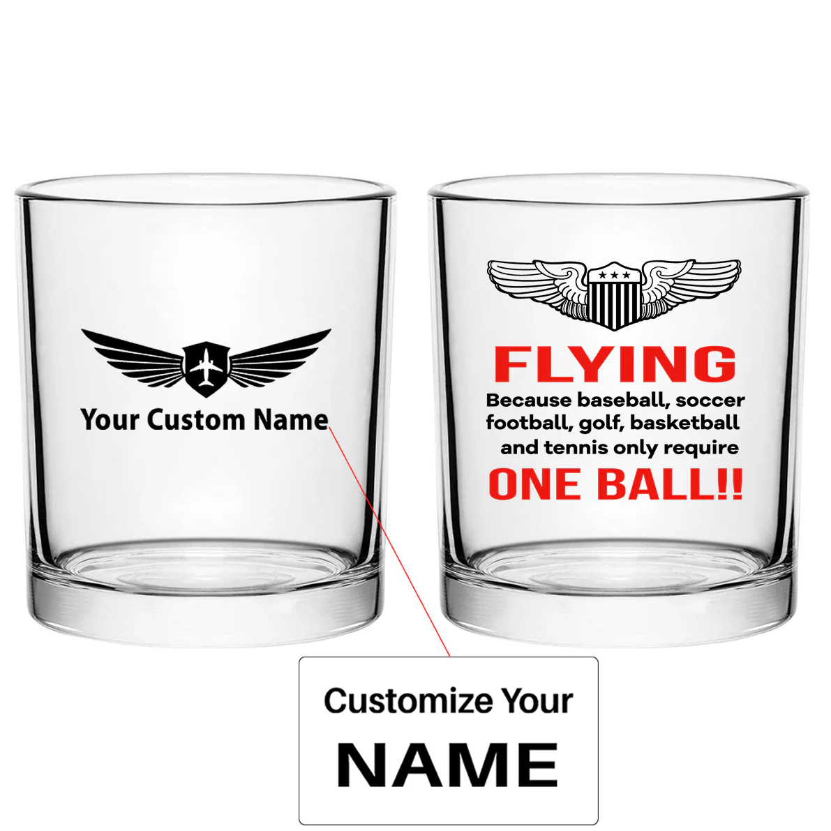 Flying One Ball Designed Special Whiskey Glasses