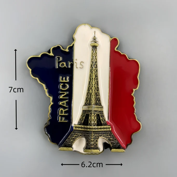 French flag Eiffel Tower 3D Metal Fridge Magnets